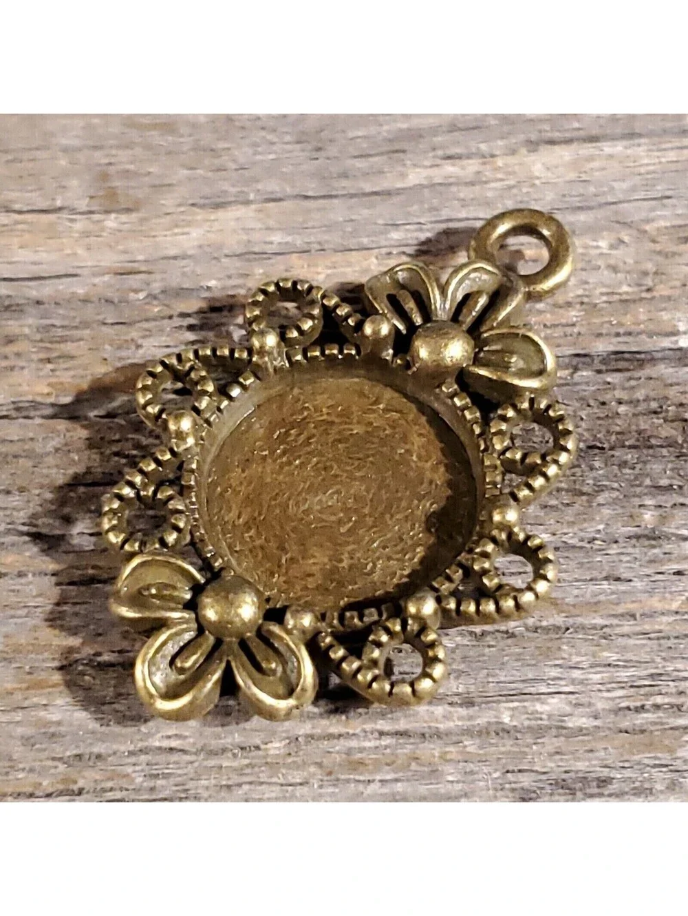 Lot of Bronze Art Nouveau 12mm Round Cabochon Pendant Bezel Tray Settings 4 pcs